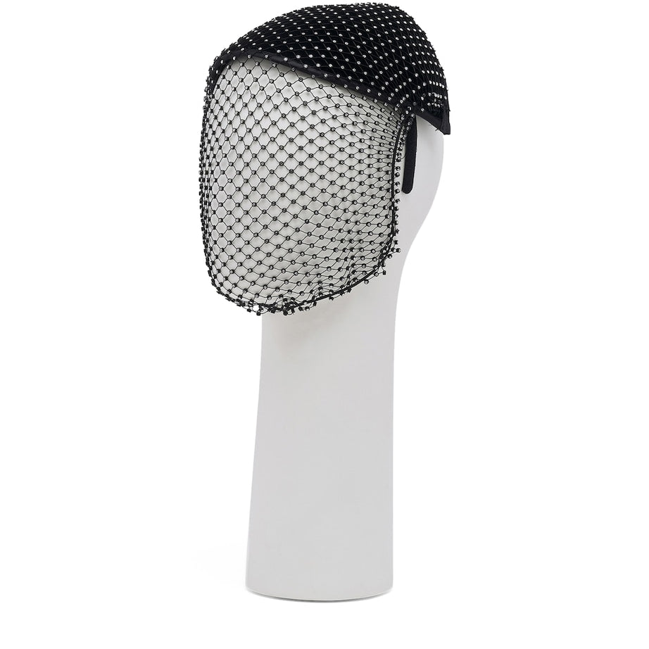 Black Embellished Mesh Fascinator Hat