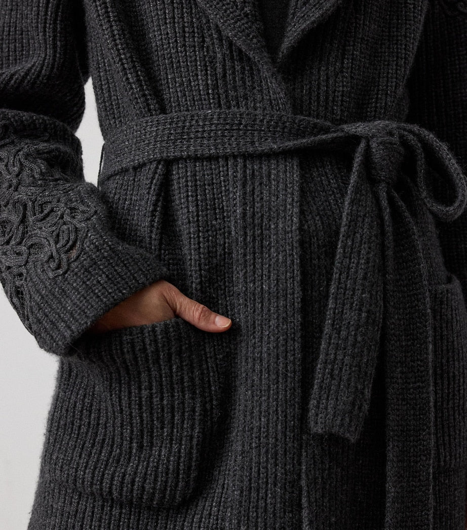 Ralph Lauren Collection Grey Cashmere Embroidered Cardigan