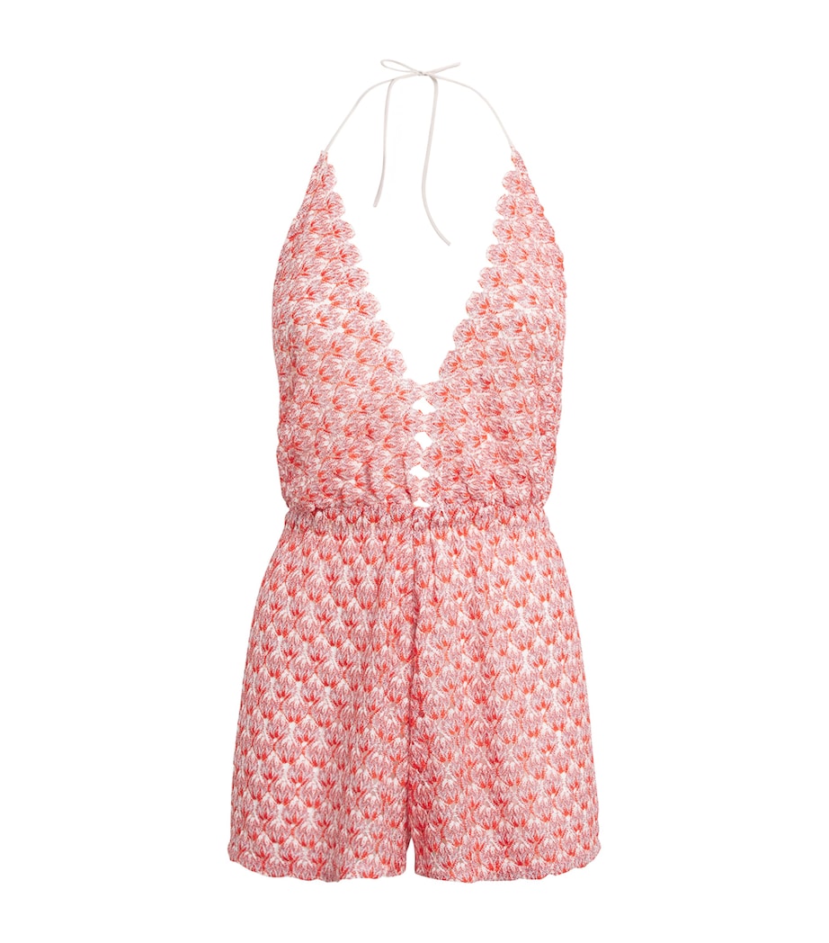 Missoni Red Metallic Crochet Playsuit