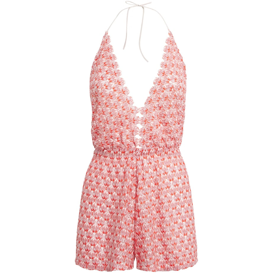 Missoni Red Metallic Crochet Playsuit