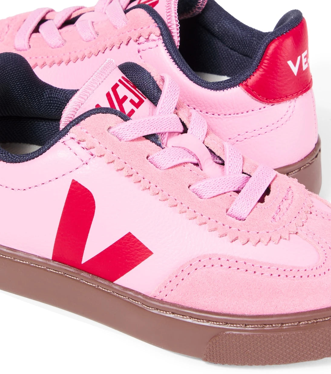 Veja Kids - Volley suede-trimmed leather sneakers