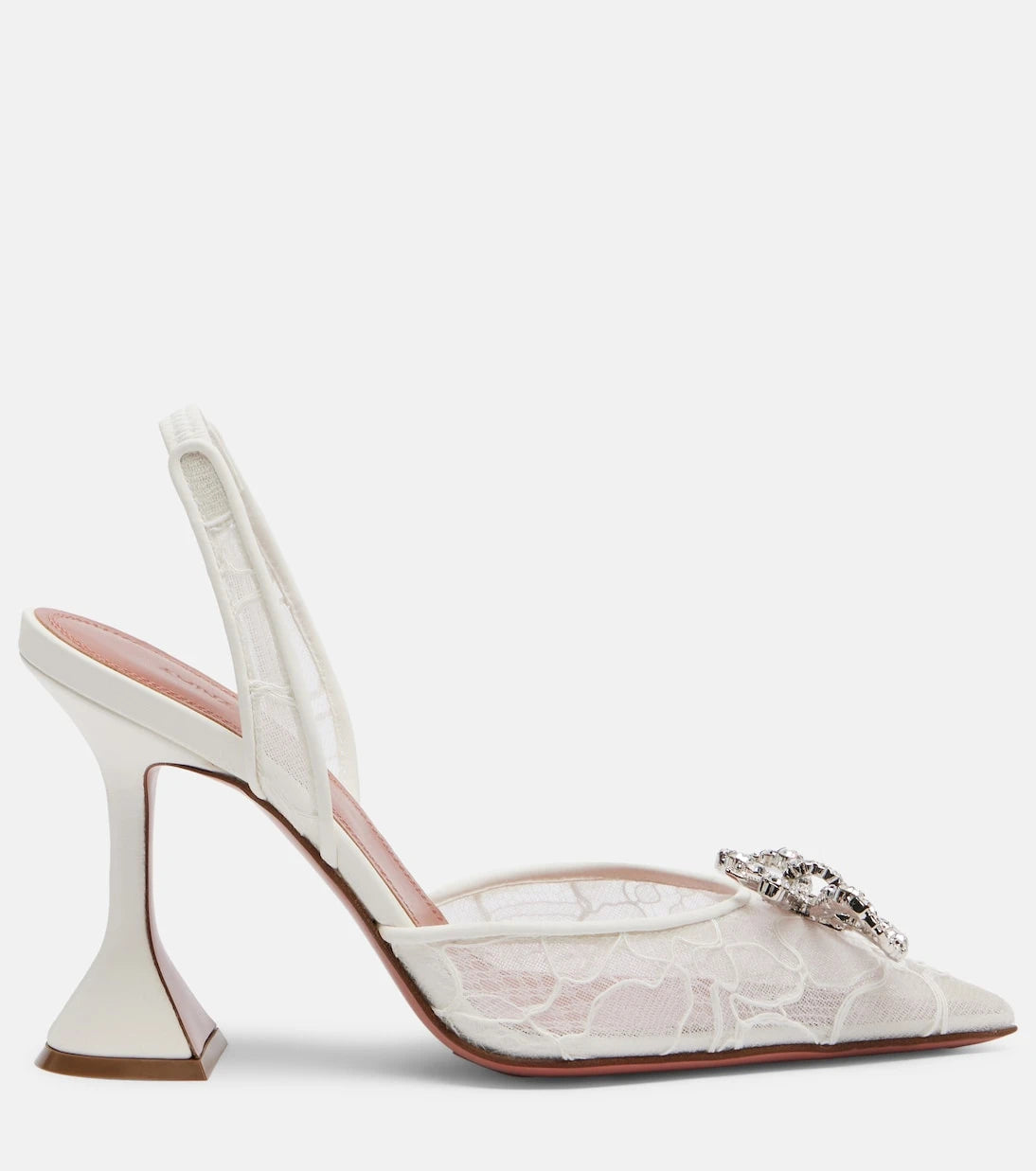 Amina Muaddi - Rosie embellished lace slingback pumps