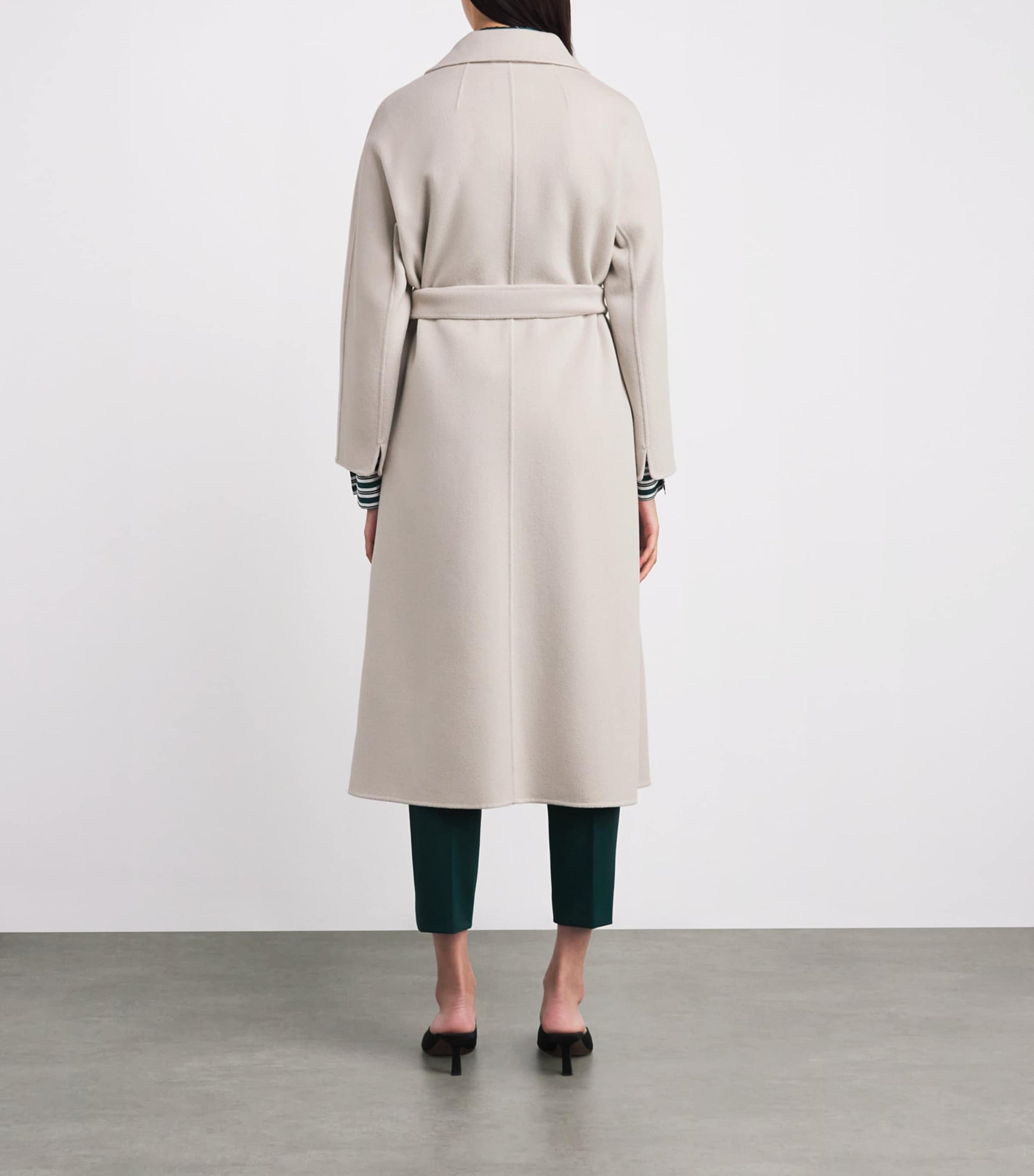Max Mara White Virgin Wool Wrap Coat