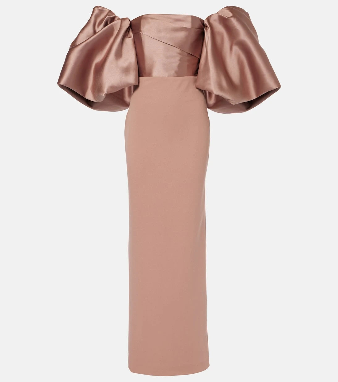 Solace London - Floris satin-trimmed off-shoulder gown