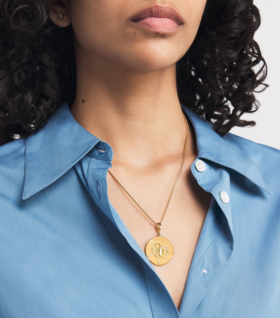 Large Yellow Gold and Diamond Scorpio Coin Charm