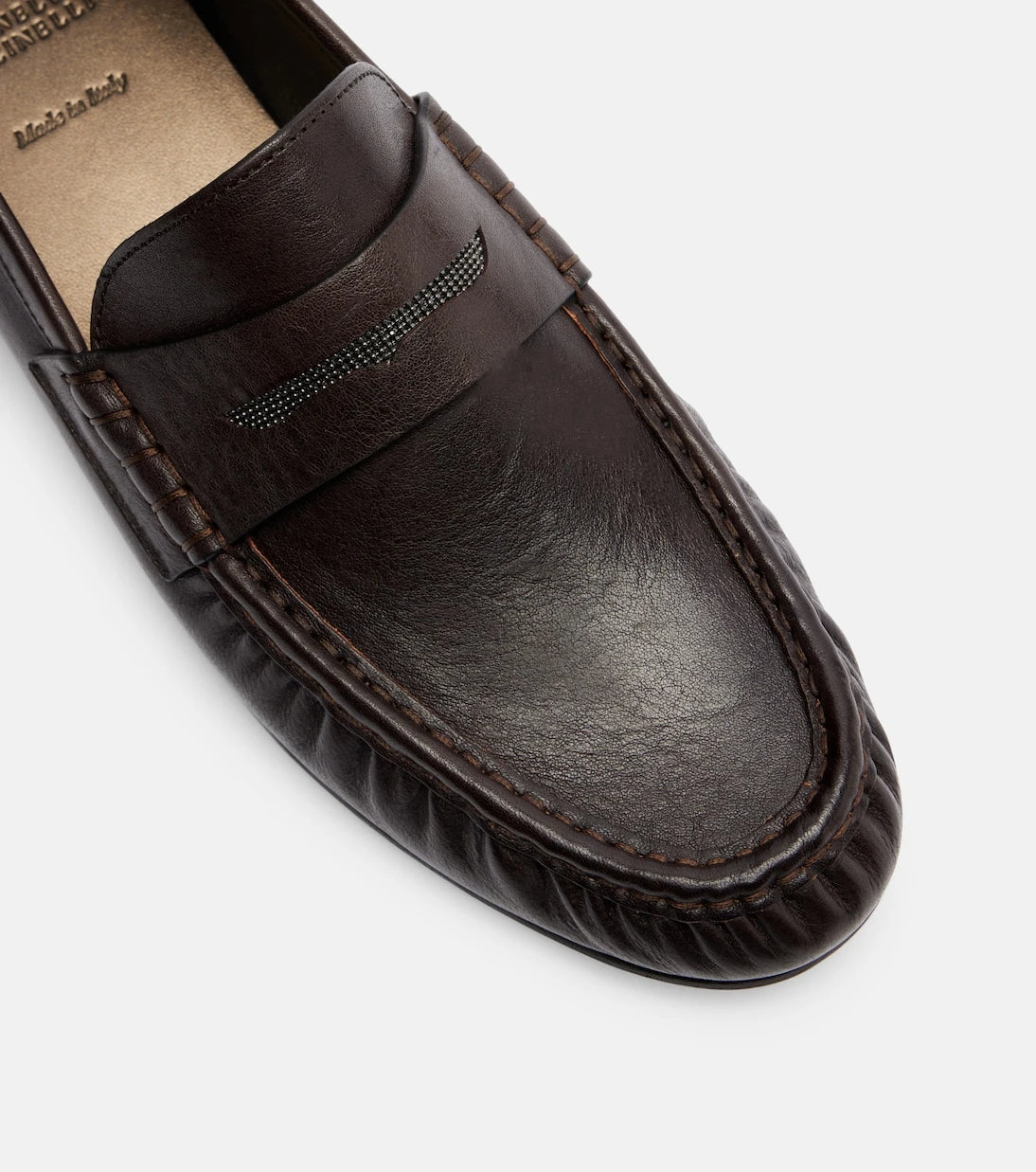 Brunello Cucinelli - Monili leather penny loafers