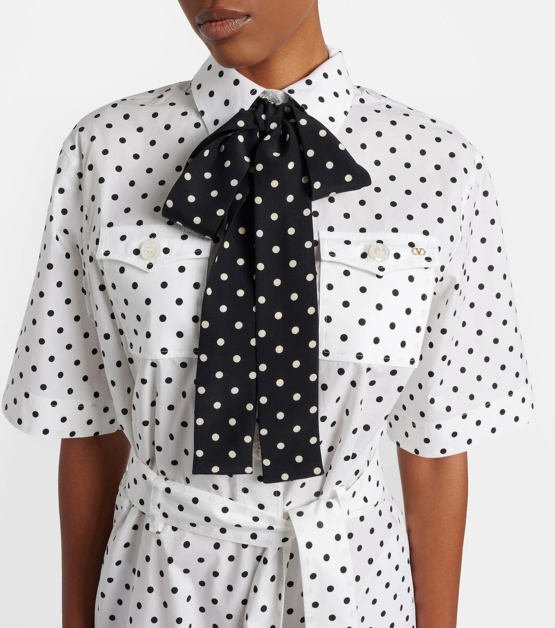 Valentino - Polka-dot cotton poplin midi dress