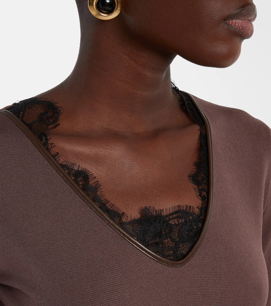 Jacques Wei - Lace-trimmed bodysuit