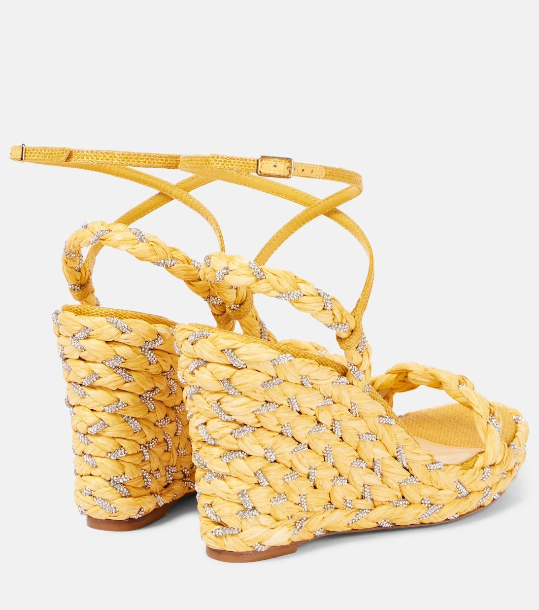 Aquazzura - Costiera Crystal raffia espadrille wedges