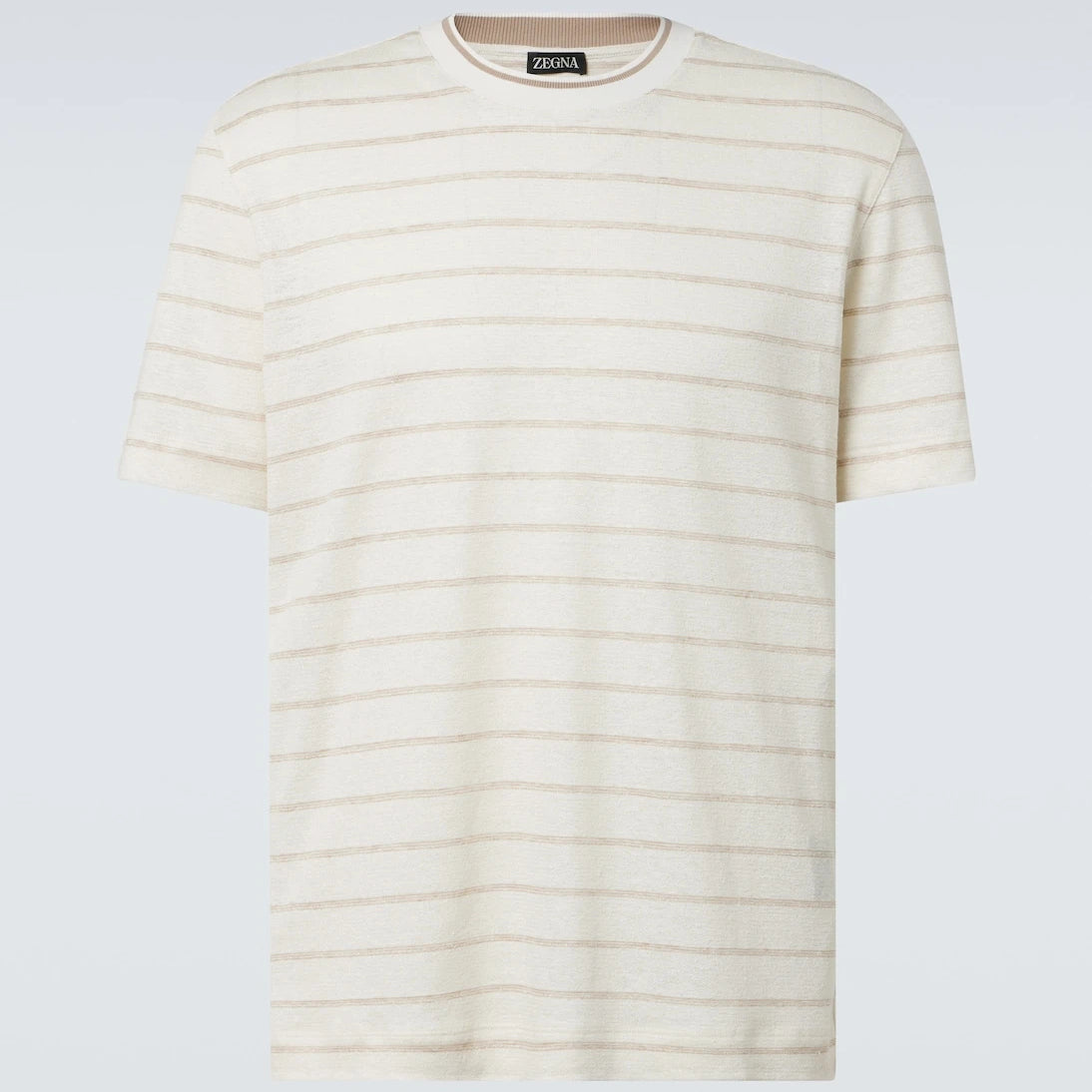 Zegna - Striped linen and silk-blend T-shirt
