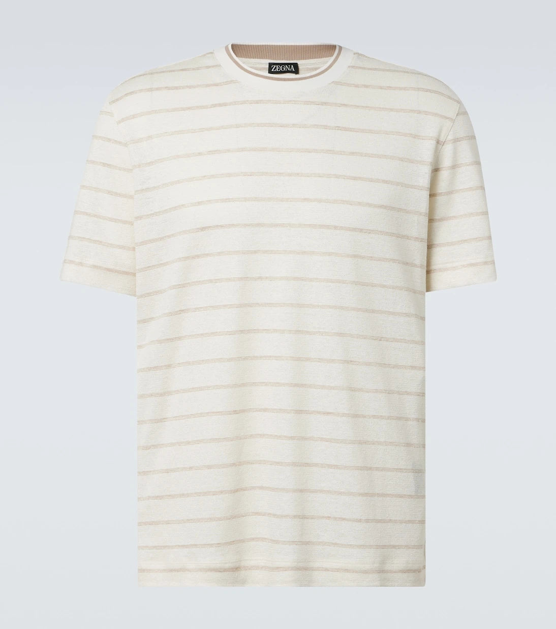Zegna - Striped linen and silk-blend T-shirt