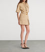 Beige Cotton Belted Mini Dress