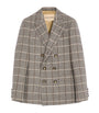 Valentino Garavani Grey Virgin Wool Windowpane Check Double-Breasted Blazer