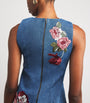 Alice+Olivia Blue Denim Embroidered Mini Dress