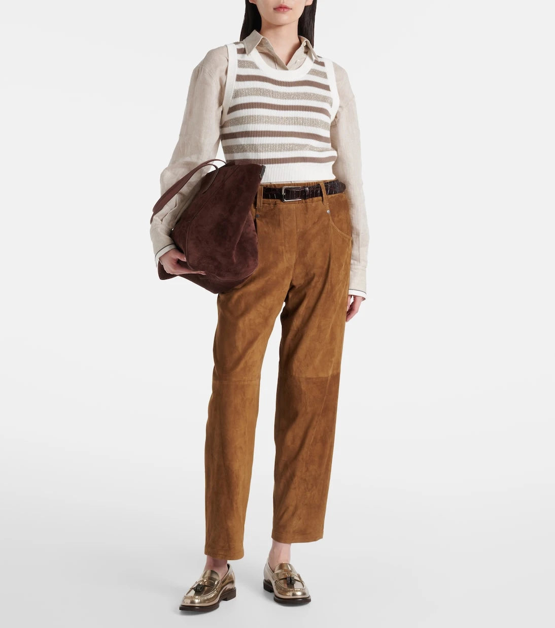 Brunello Cucinelli - Suede straight pants