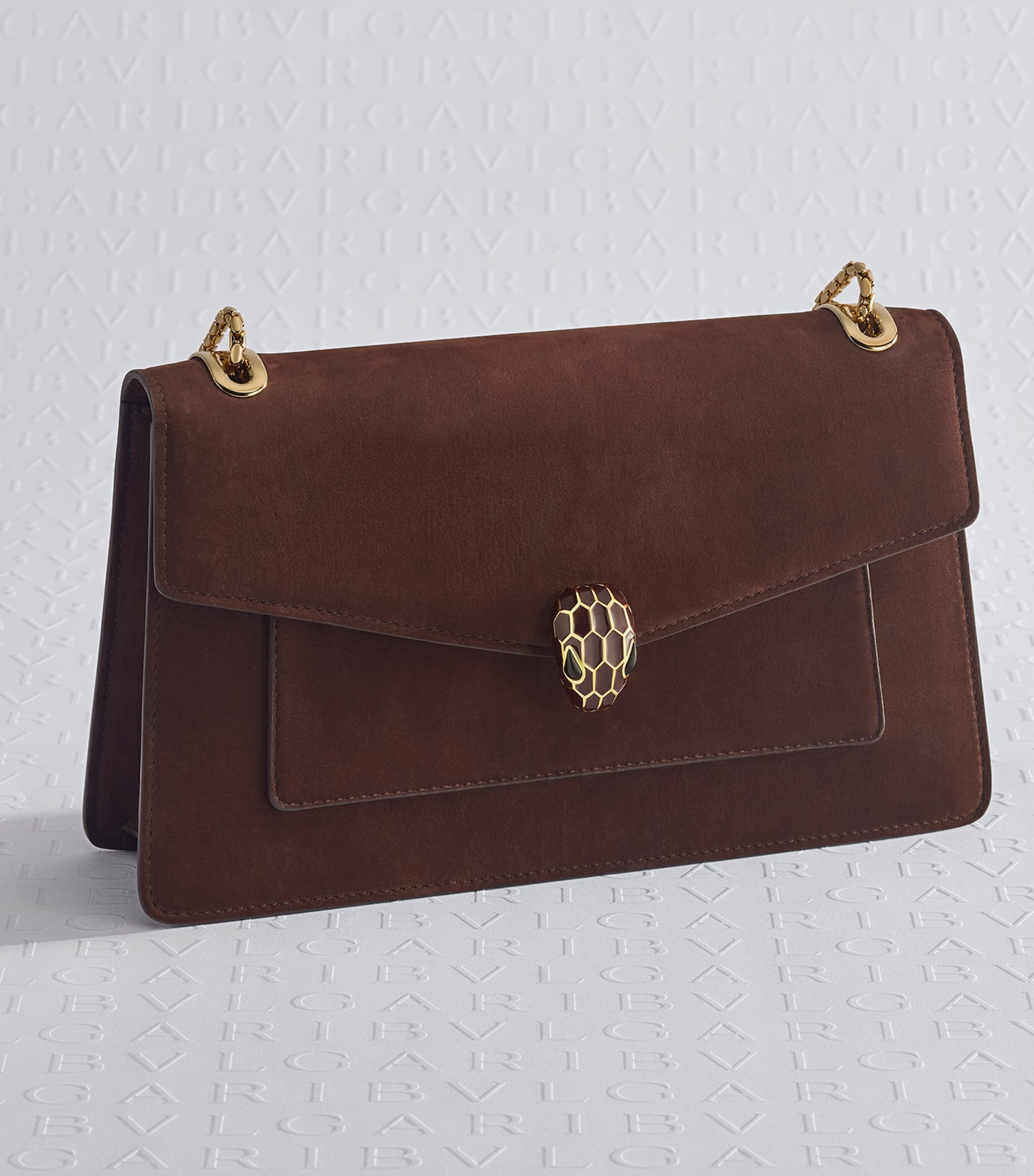 Brown Nubuck Leather Serpenti Forever Shoulder Bag