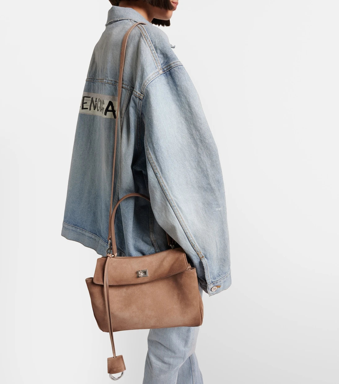 Balenciaga - حقيبة روديو توتس صغيرة من جلد الشمواه
