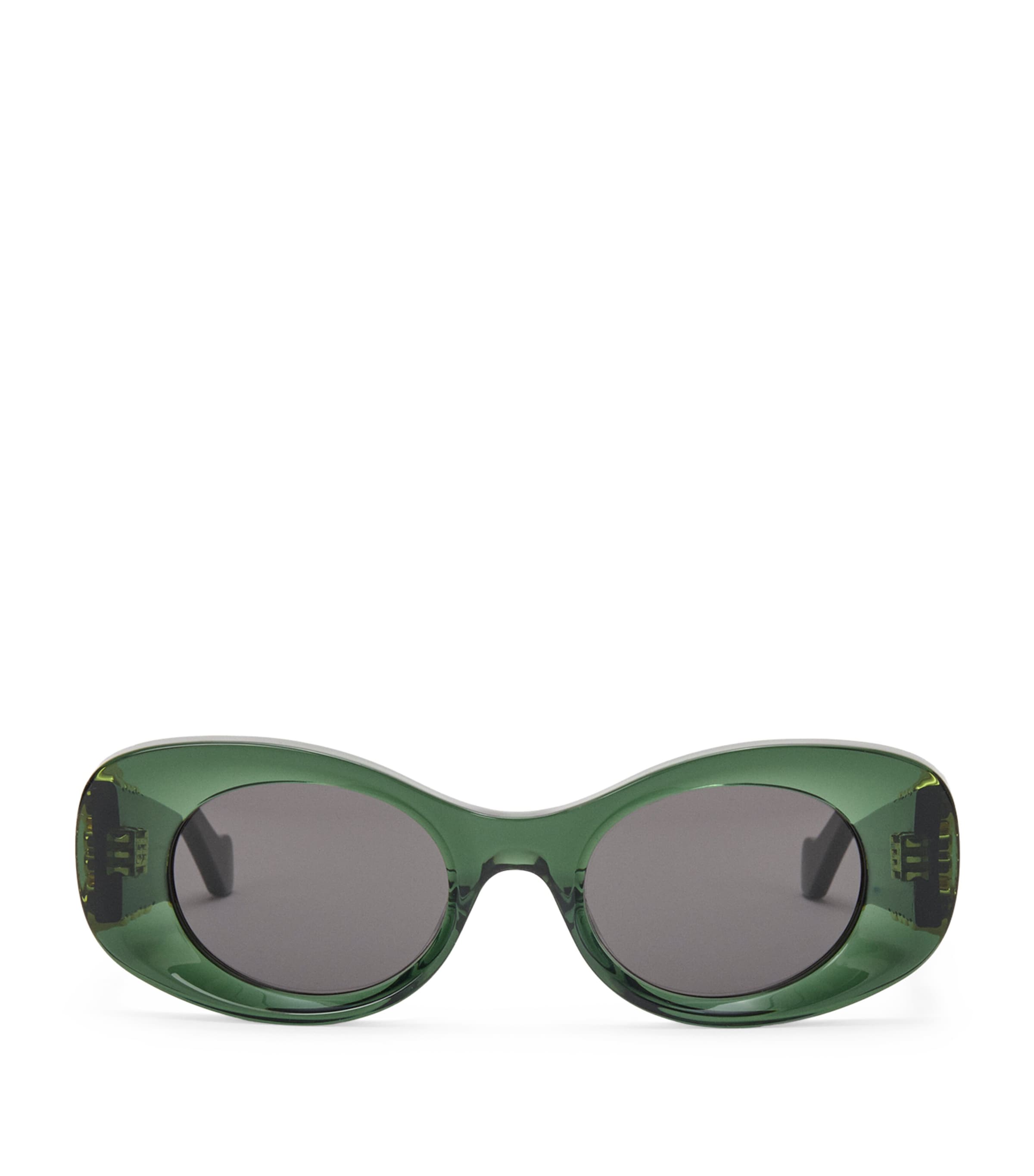 Green Bevelled Oval Sunglasses
