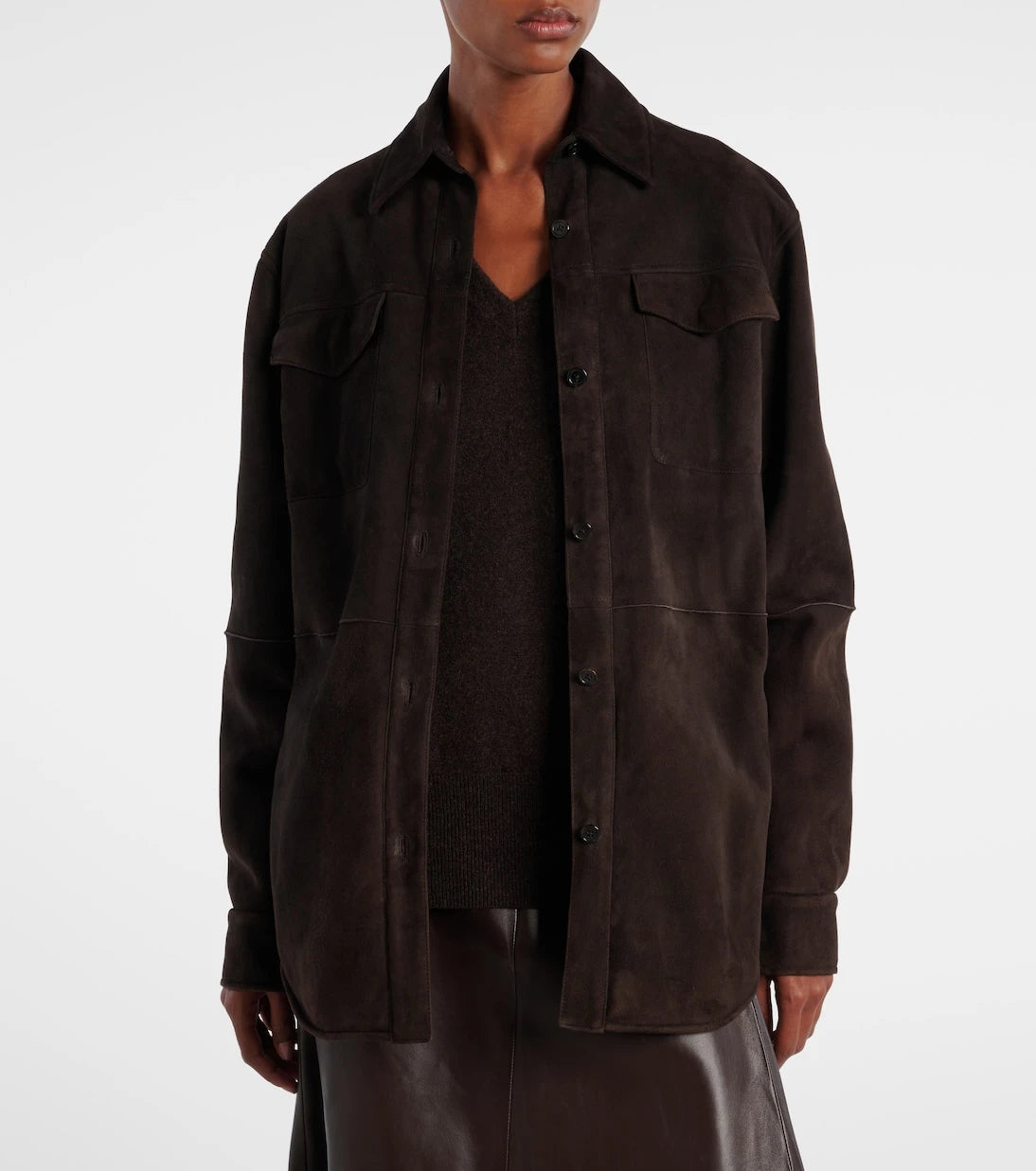 The Row - Gwena suede overshirt