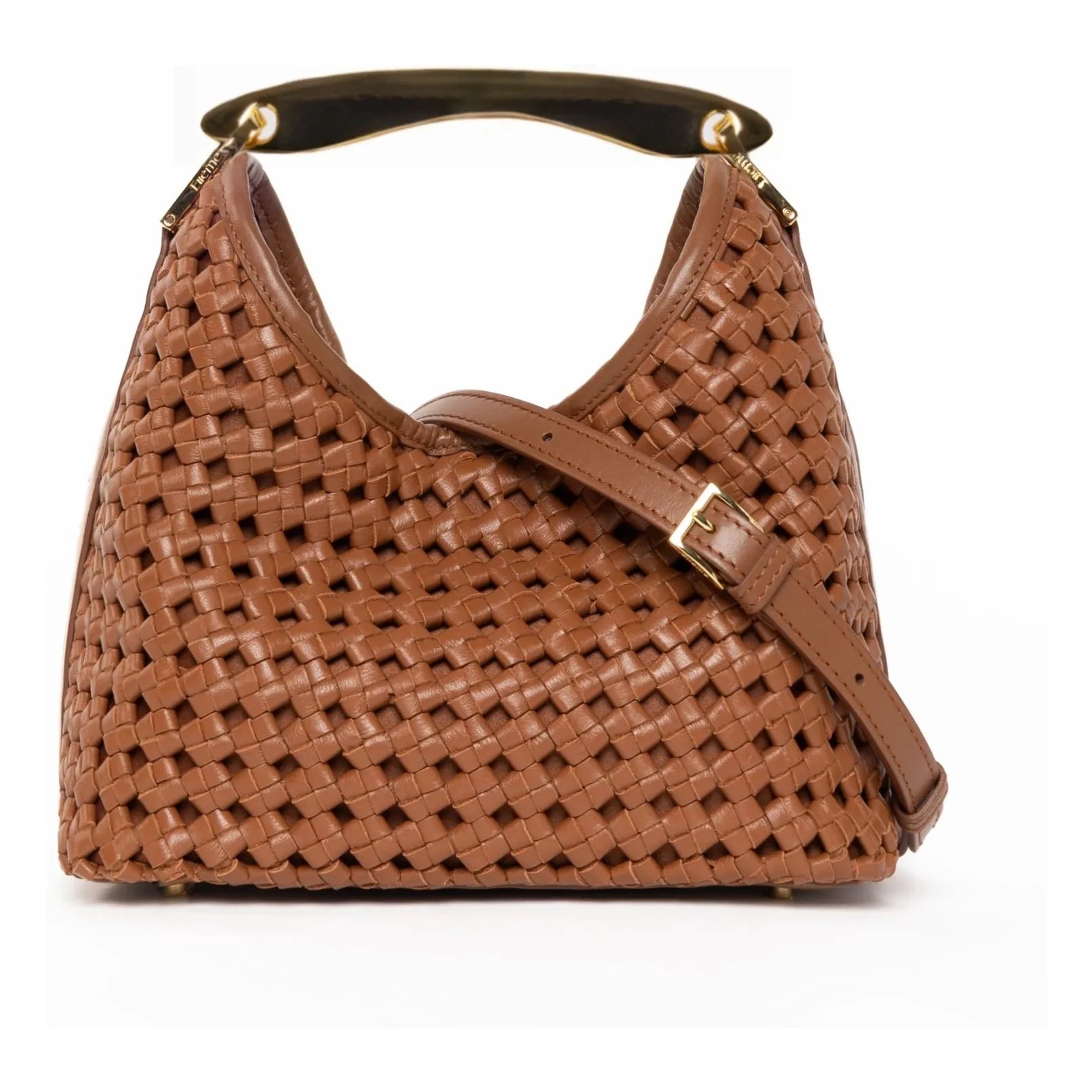 Elleme - Small Boomerang Braided Leather Bag | Cognac