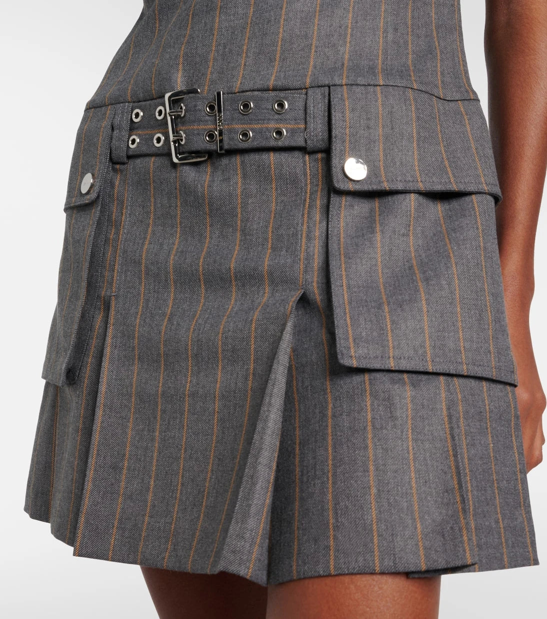 Ganni - Belted pinstripe minidress