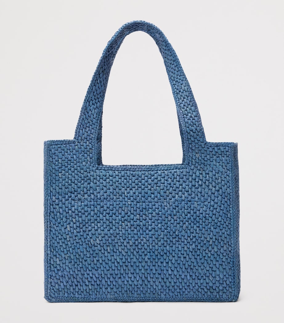 LOEWE Blue x Paula's Ibiza Medium Raffia Font Tote Bag