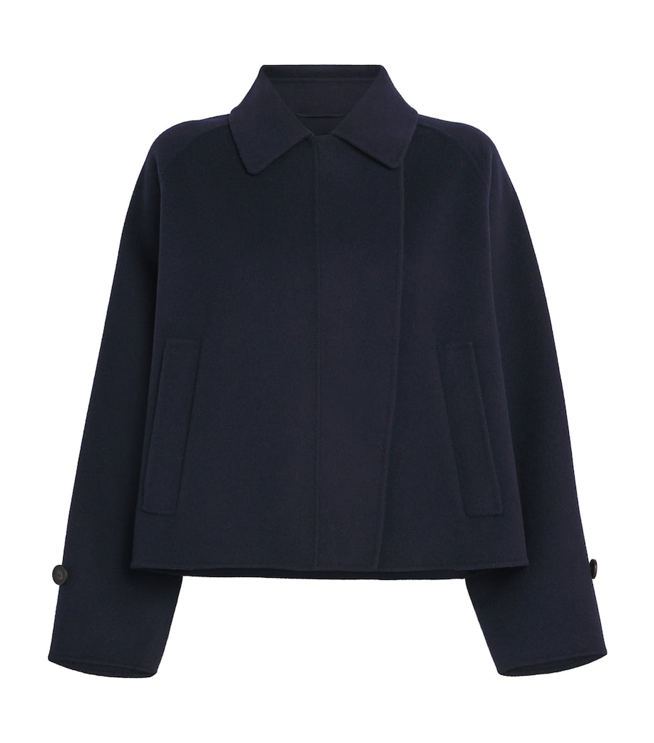 Weekend Max Mara Blue Virgin Wool Cropped Coat