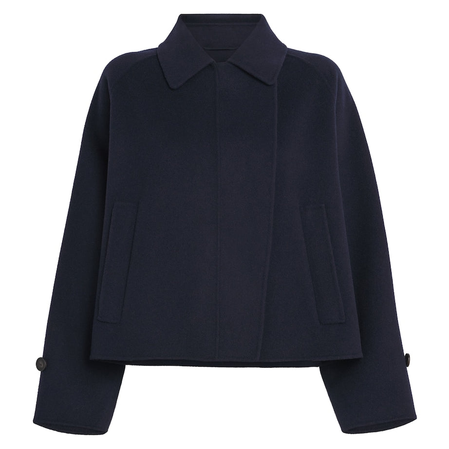 Weekend Max Mara Blue Virgin Wool Cropped Coat