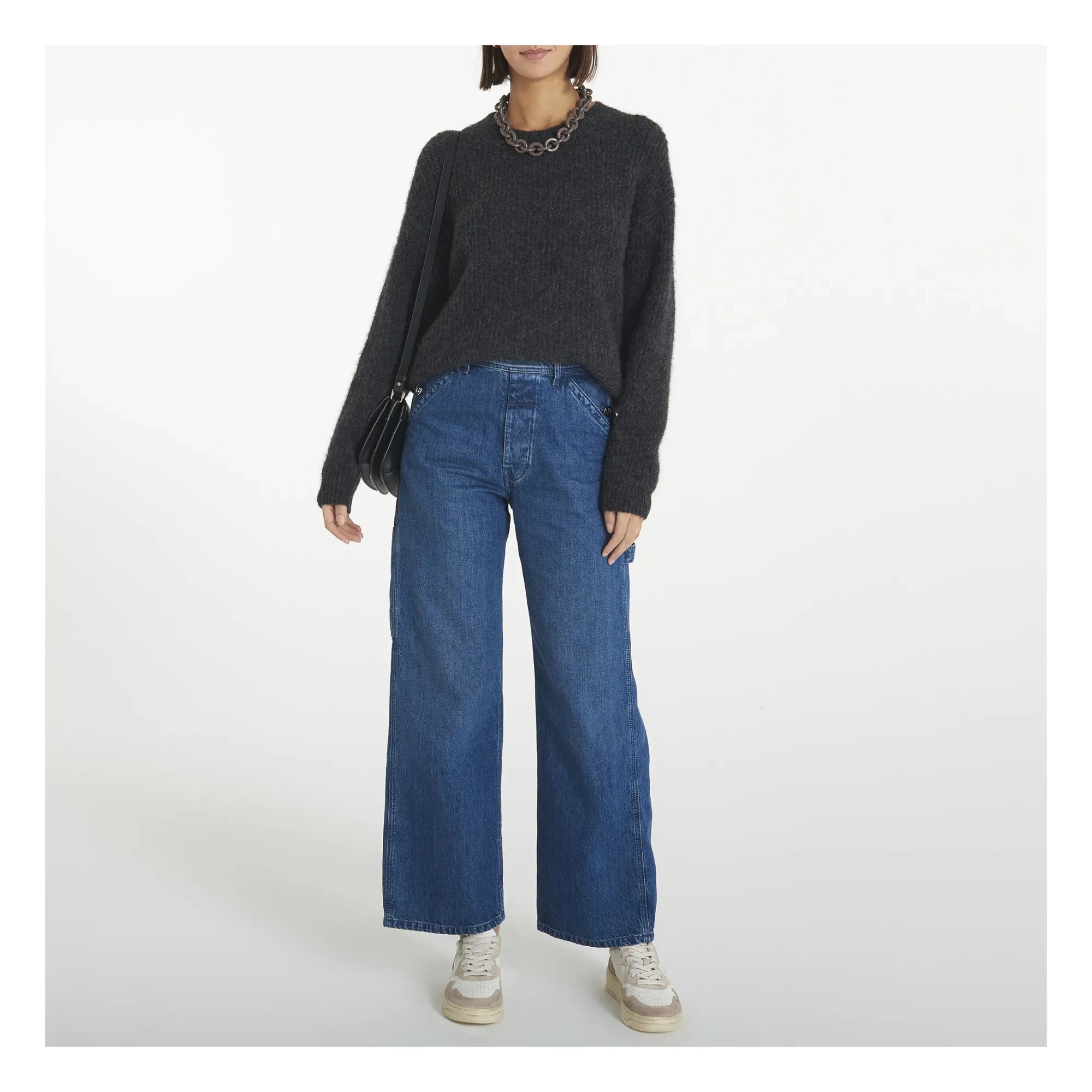 American Vintage - East Alpaca Crew Neck Jumper | Marled charcoal grey