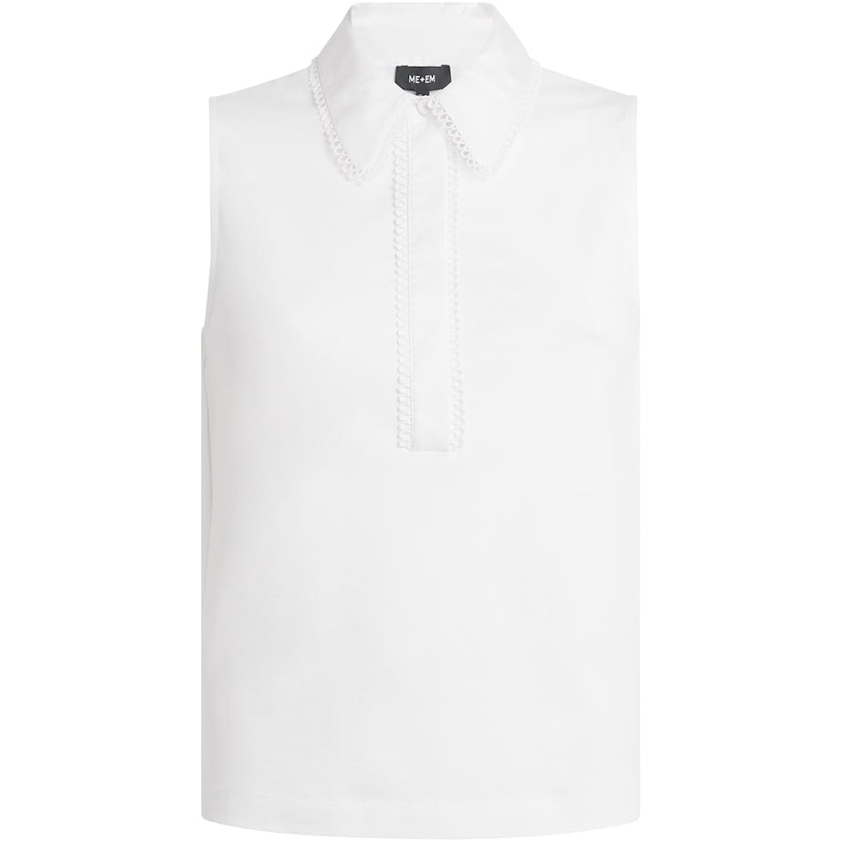 ME+EM White Cotton Collared Tank Top