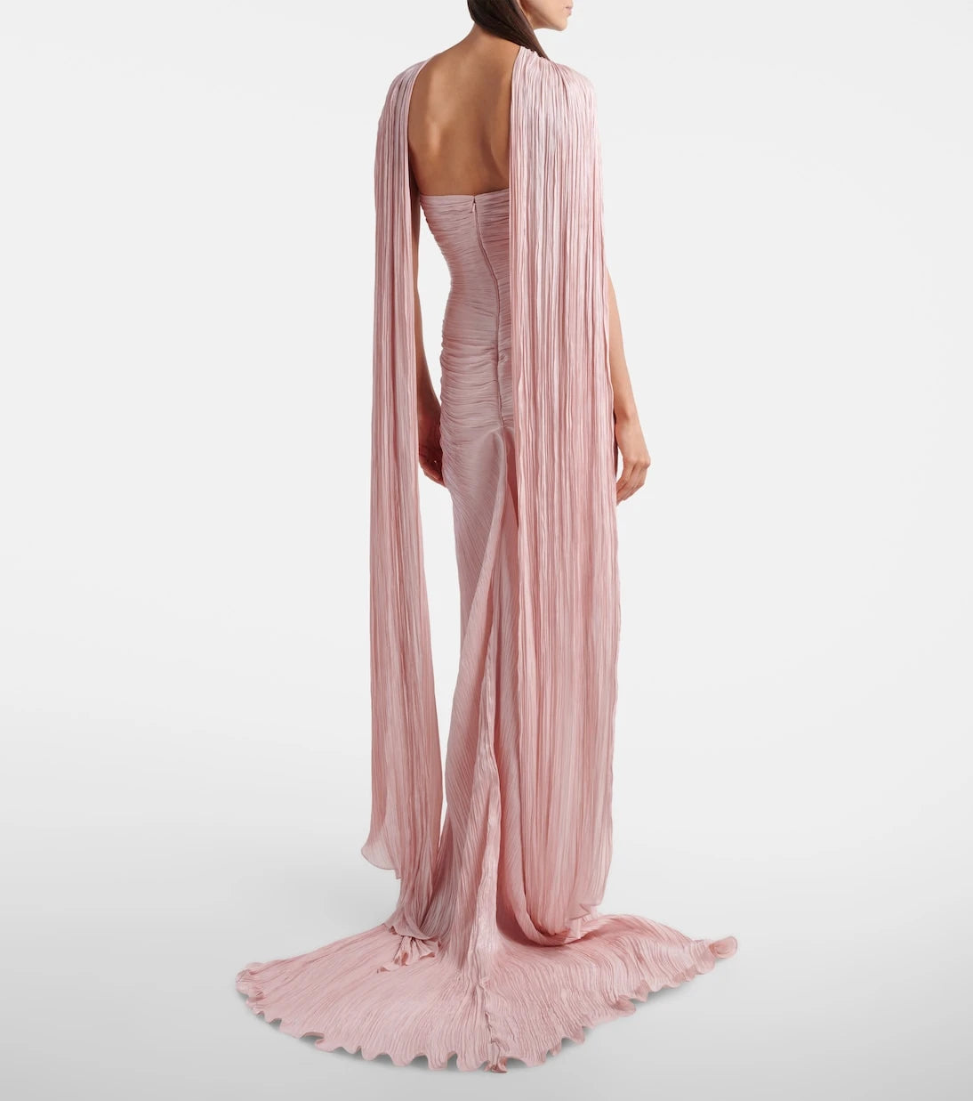 Marmar Halim - Draped pleated scarf-detail bustier gown