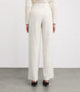 White Kid Cashmere Wide-Leg Tailored Trousers