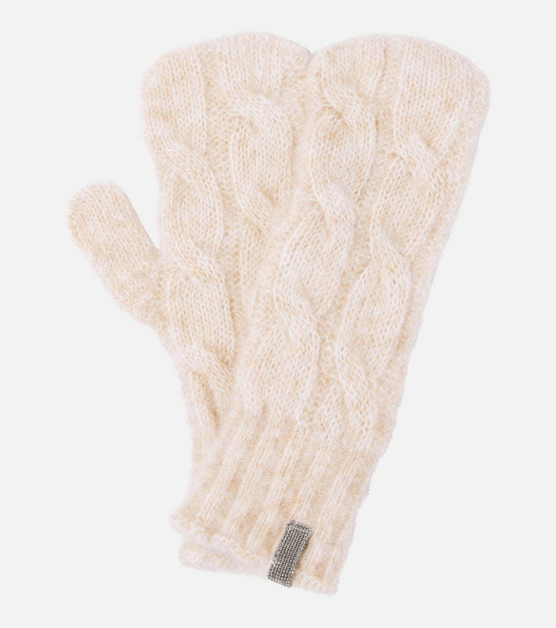 Brunello Cucinelli - Embellished cable-knit wool gloves