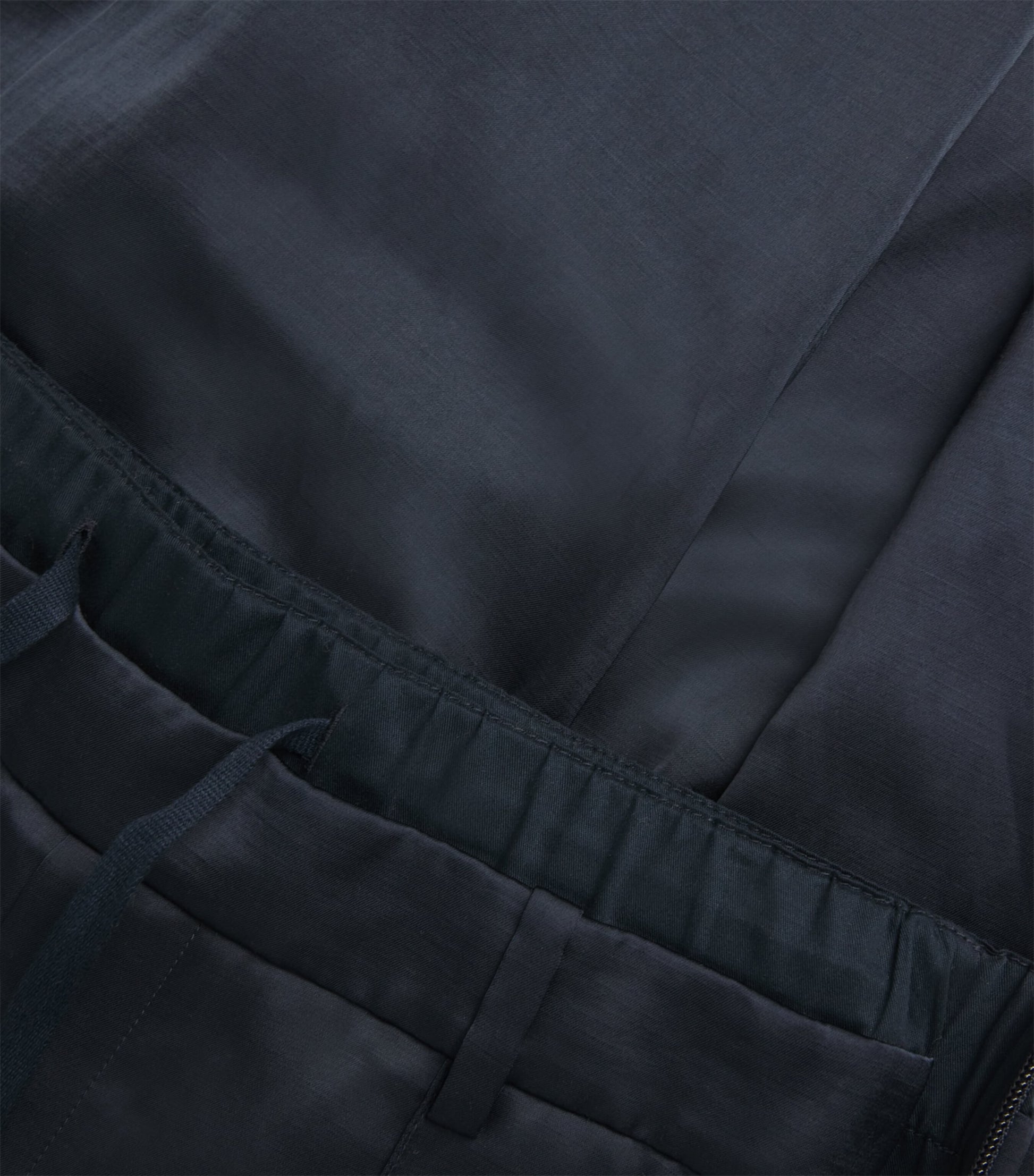 Blue Double-Waistband Tailored Trousers