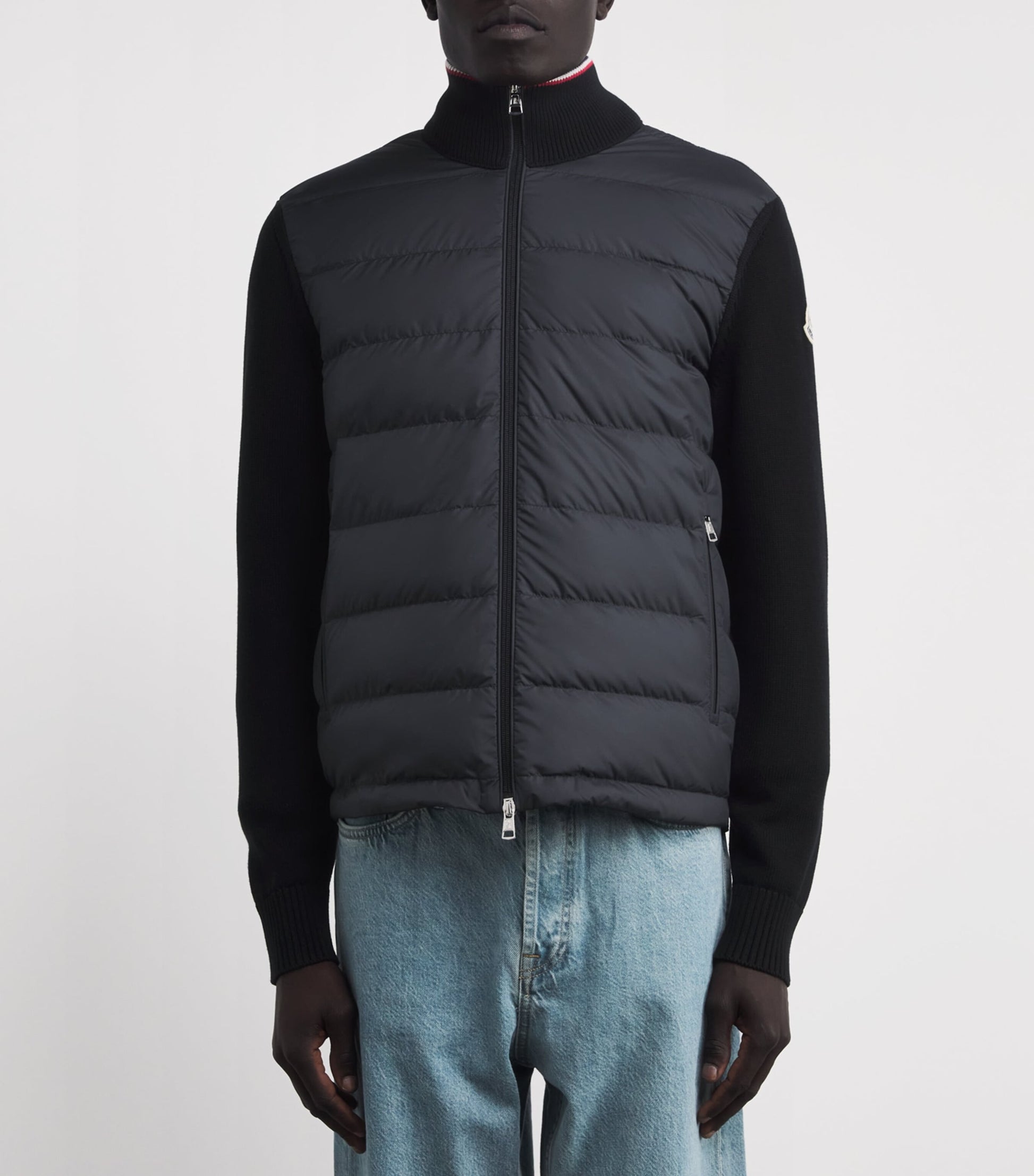 Moncler Black Cotton Down-Front Cardigan