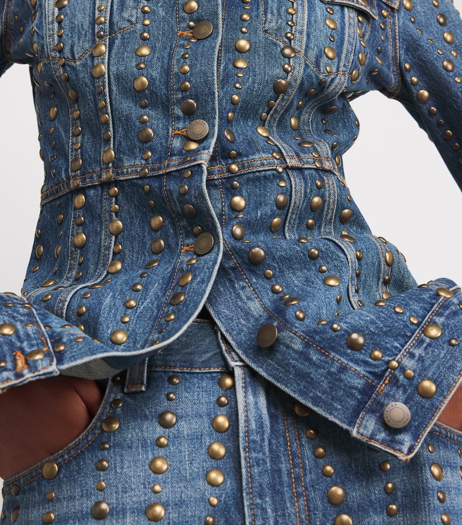 Haikure Blue Studded Temple Denim Jacket
