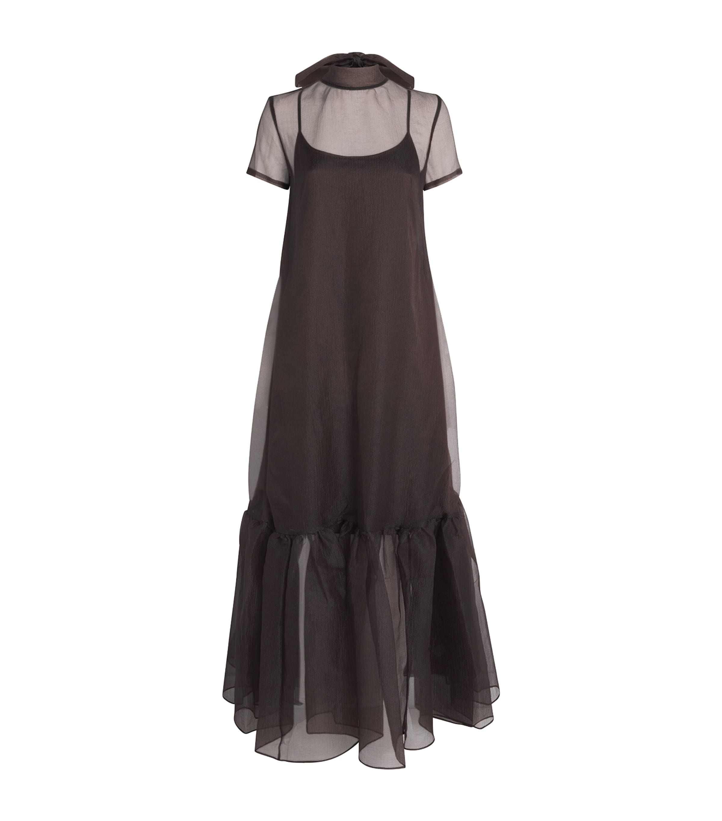 STAUD Black Organza Calluna Maxi Dress