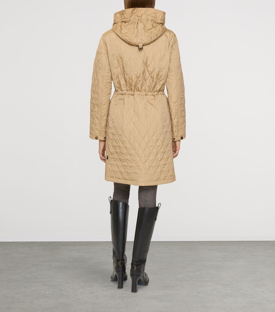 Burberry Beige Nylon Quilted Hooded Parka
