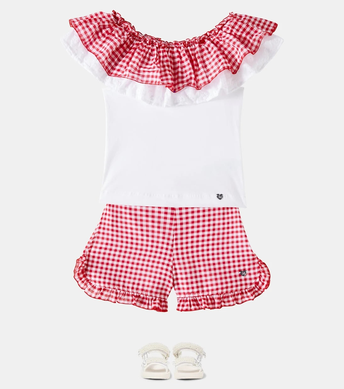 Monnalisa - Gingham cotton-blend top and shorts