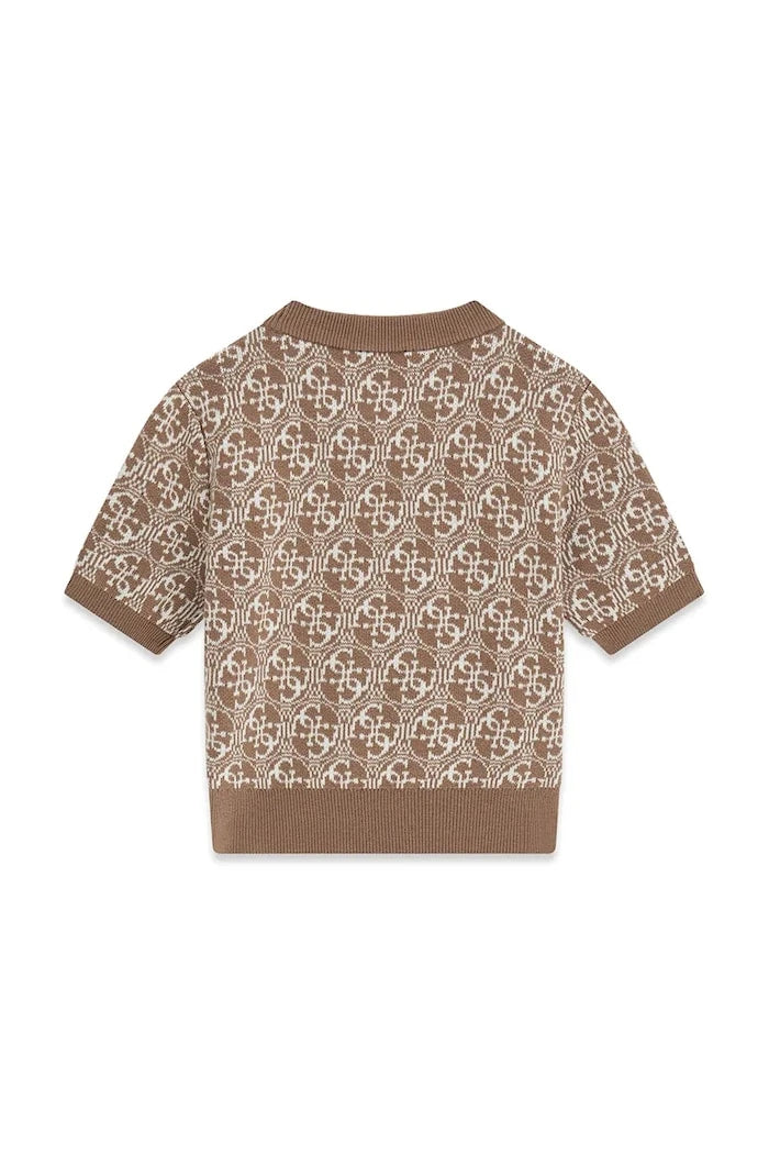Guess çocuklar için kısa kollu, yün karışımlı kazak