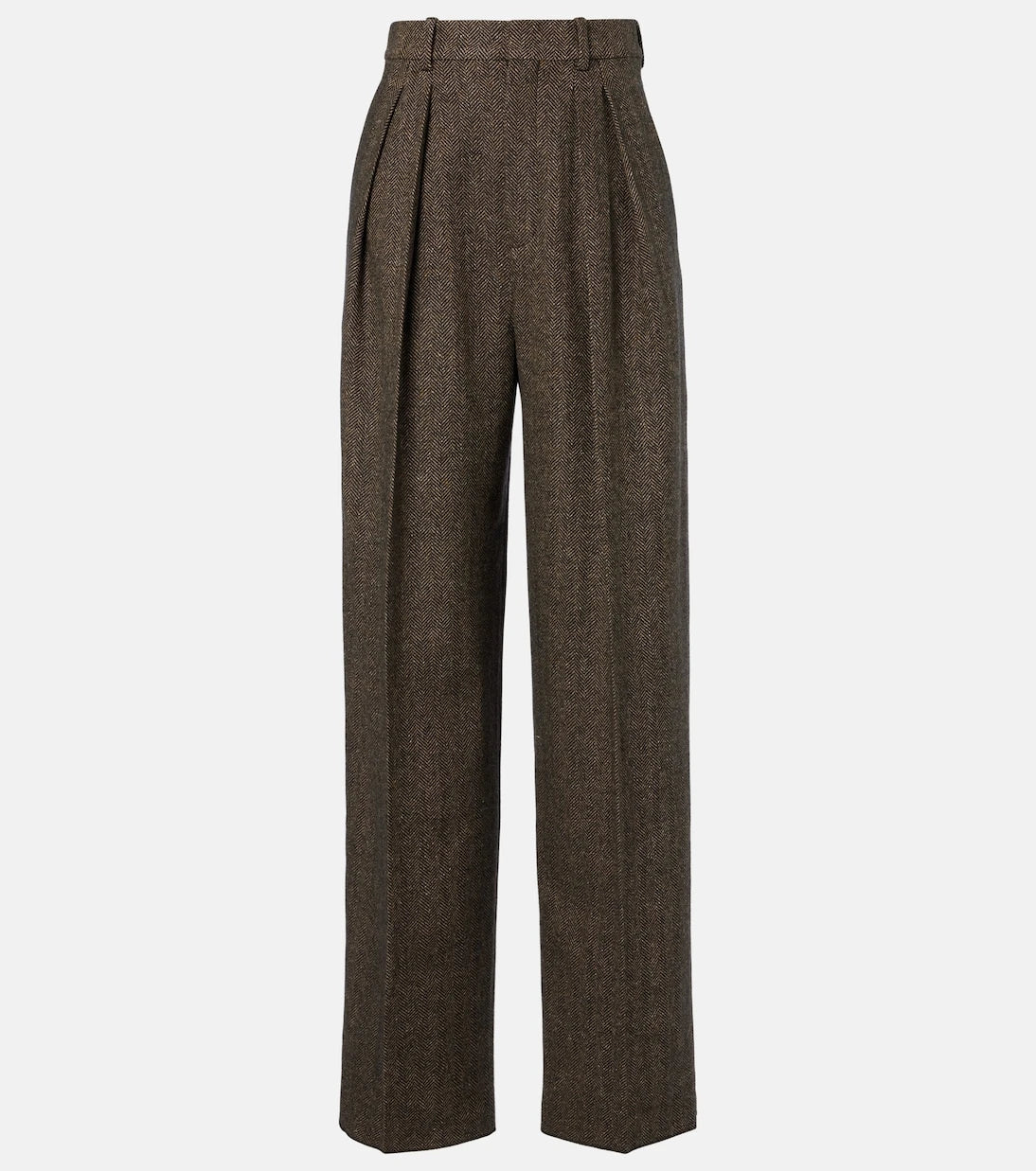 Saint Laurent - Herringbone wool-blend wide-leg pants