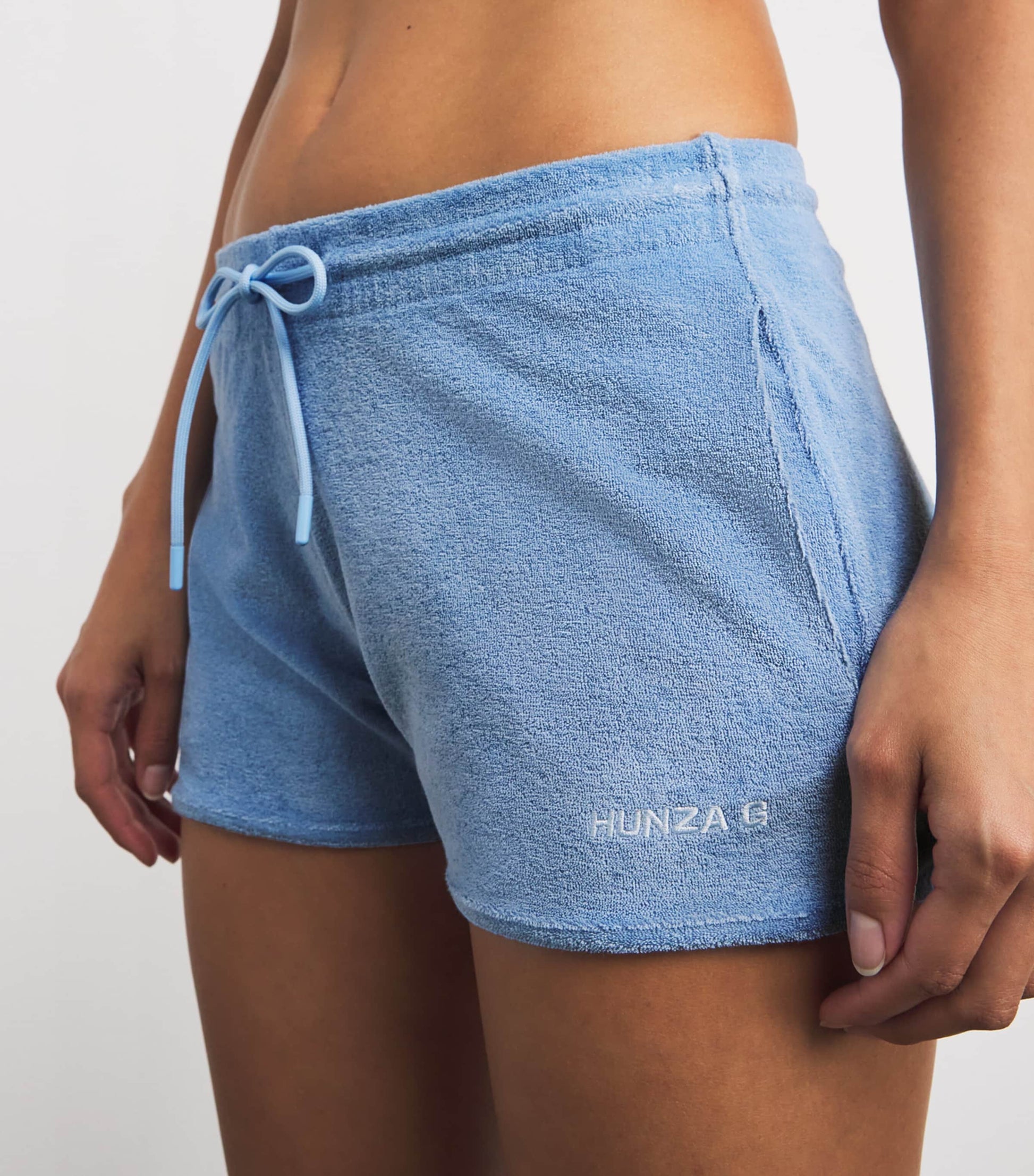 Hunza G Blue Cotton Terry Towelling Shorts
