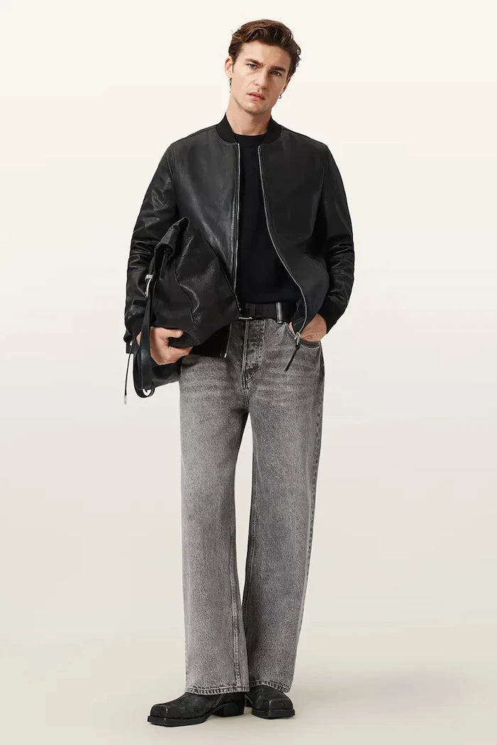AllSaints яке бомбър мъжки от кожа MORTEN