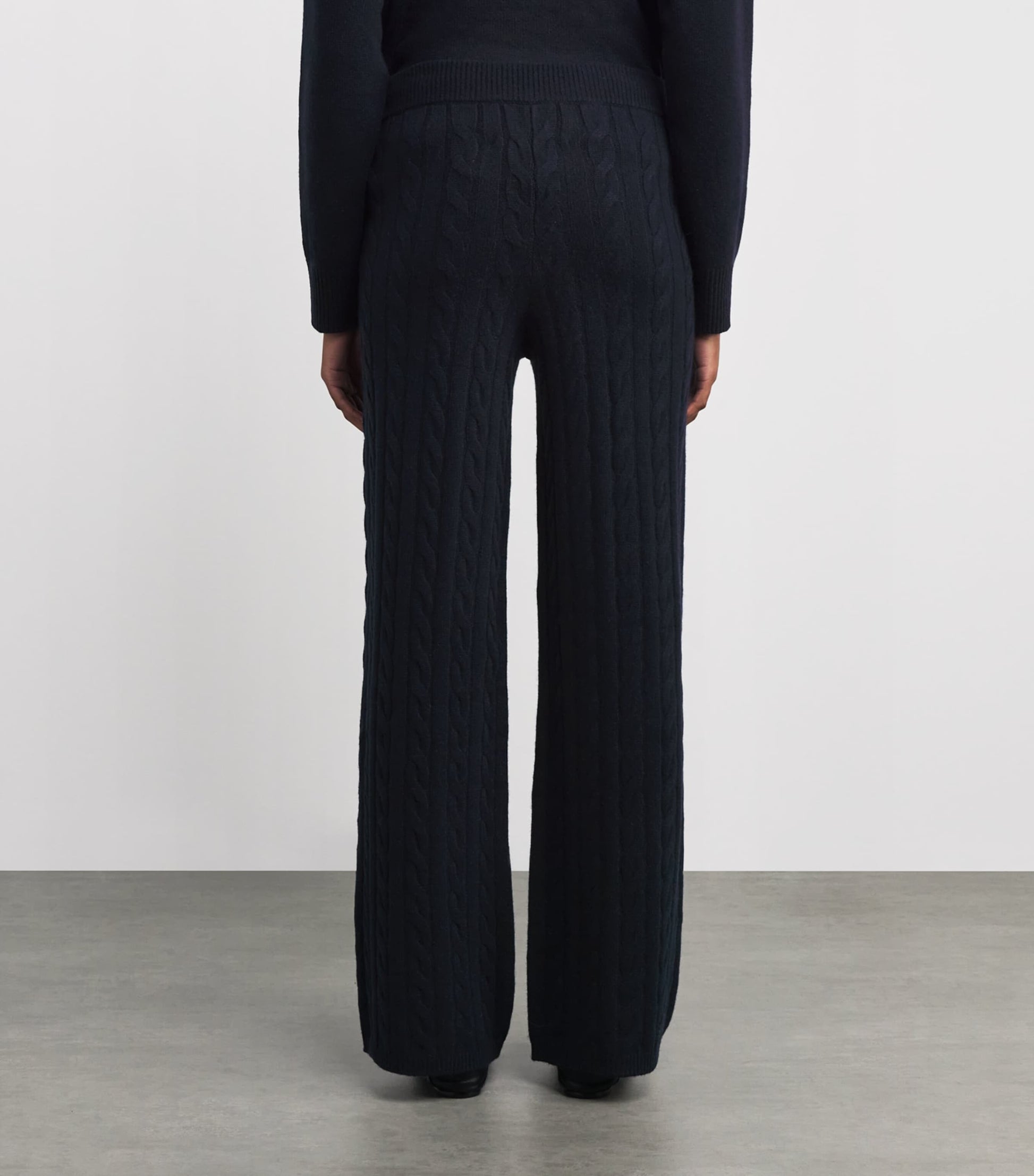 Soft Goat Navy Cashmere Cable-Knit Sweatpants