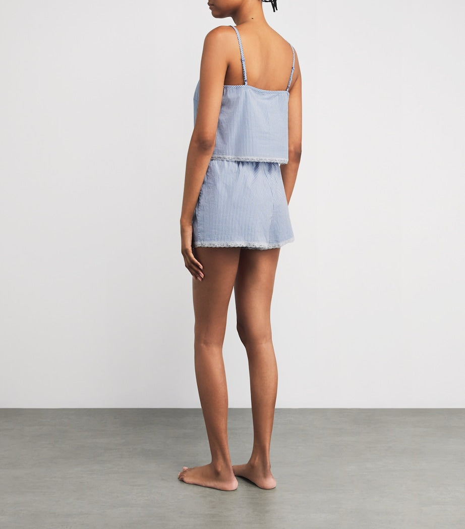 Skims Blue Cotton Poplin Cropped Camisole