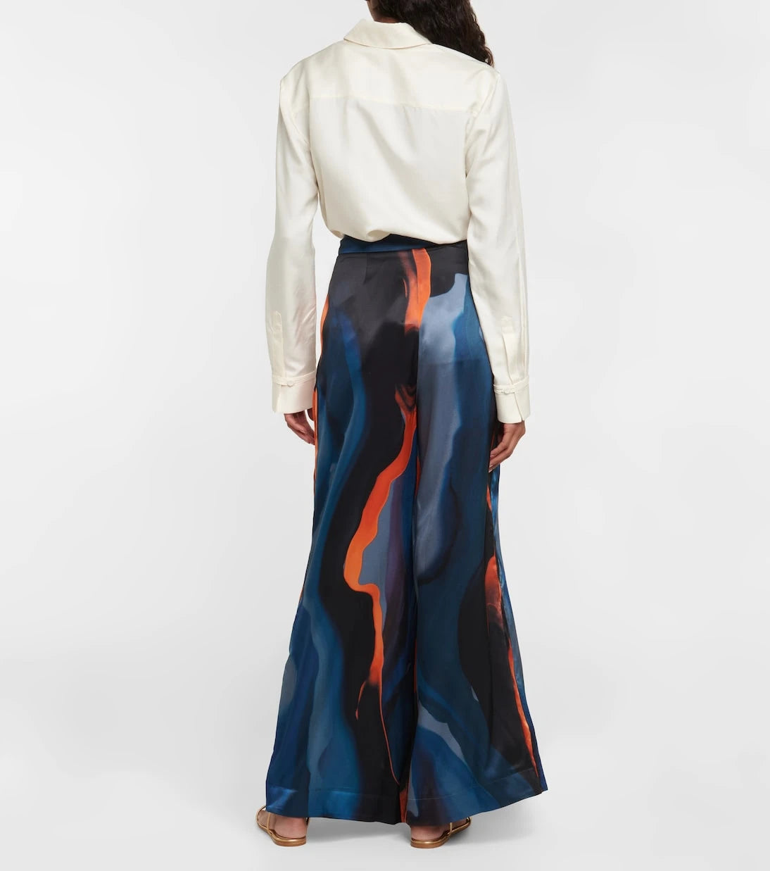 Roksanda - Calla printed wide-leg satin pants