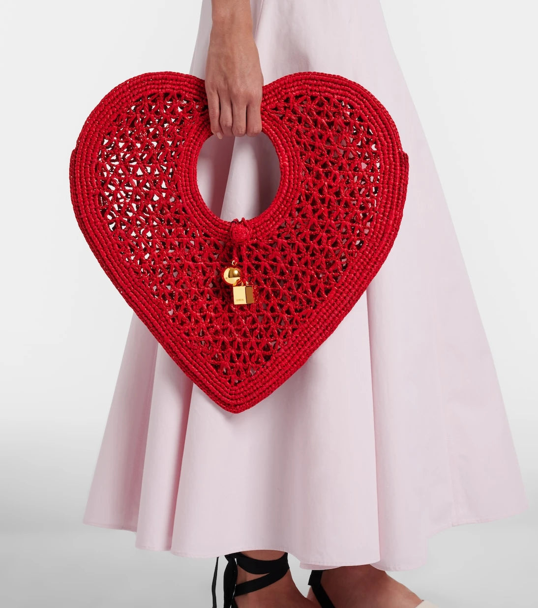 Jacquemus - Spiaggia Cœur Small raffia top-handle bag