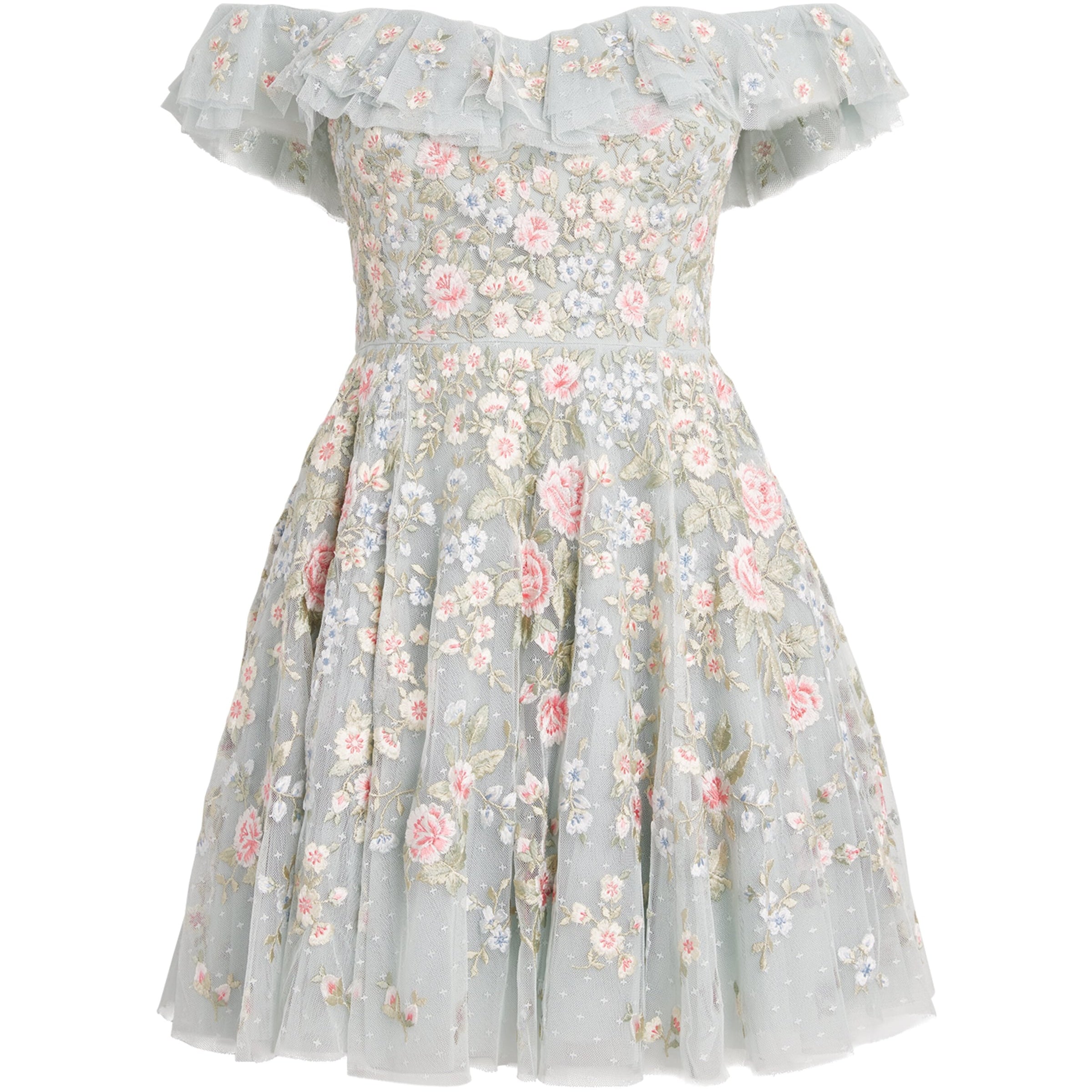 Needle & Thread Blue Floral Antoinettes Mini Dress