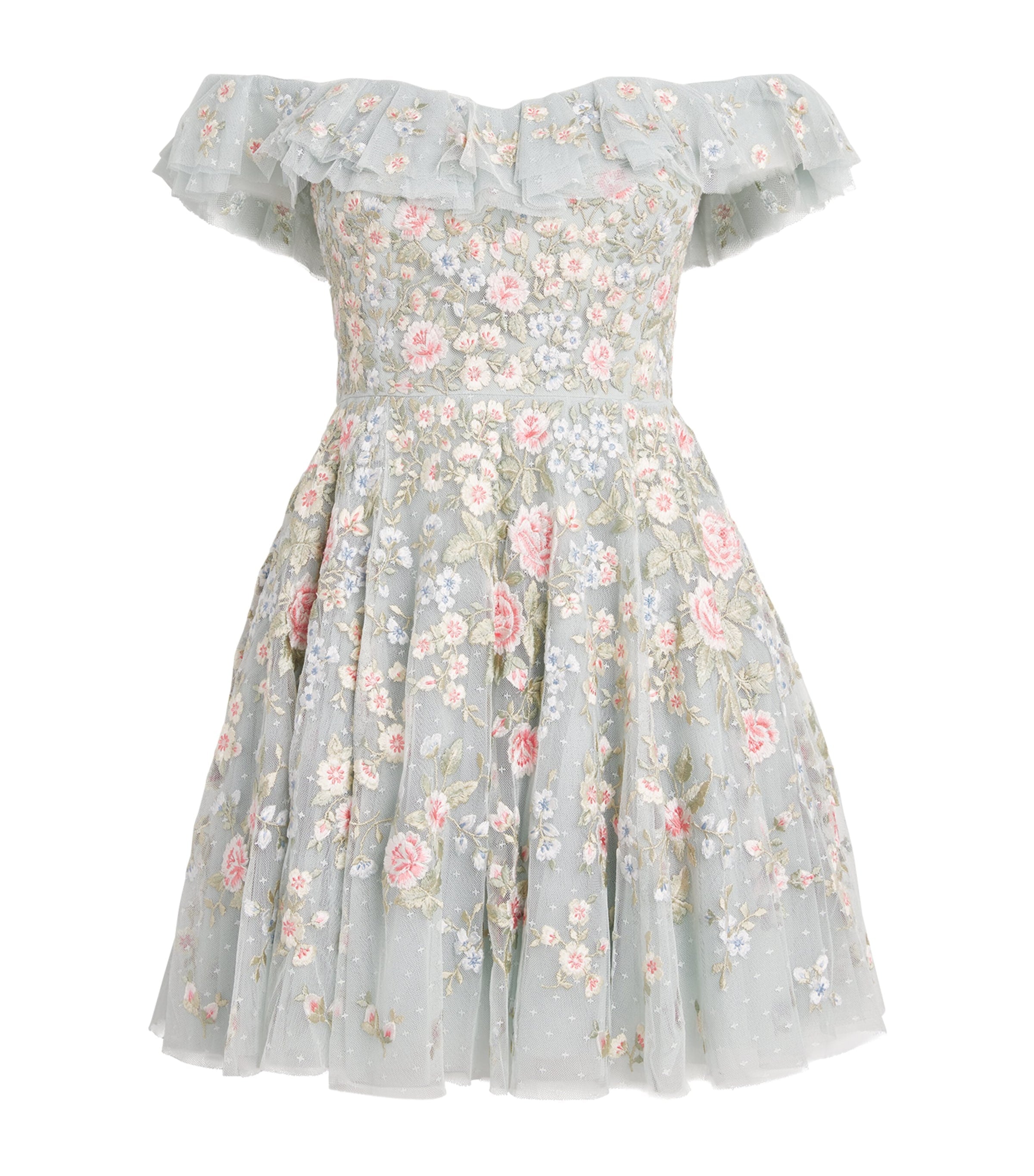 Needle & Thread Blue Floral Antoinettes Mini Dress