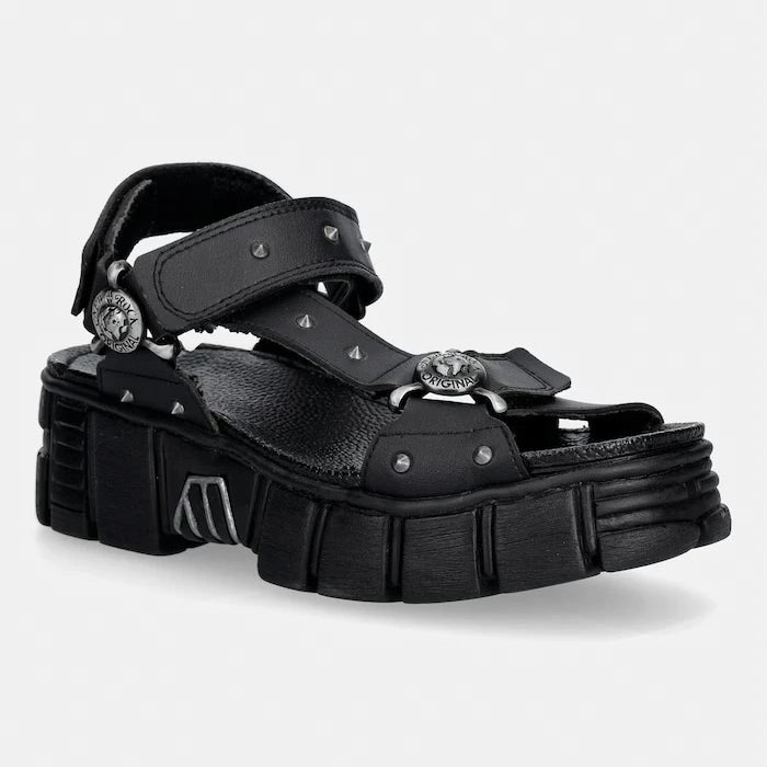 New Rock platform kadın sandalet ayakkabı VEGAN NEGRO, TOWER CASCO NEGRO LATERAL